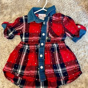 Little Lass Red and Blue Plaid Button Down Shirt